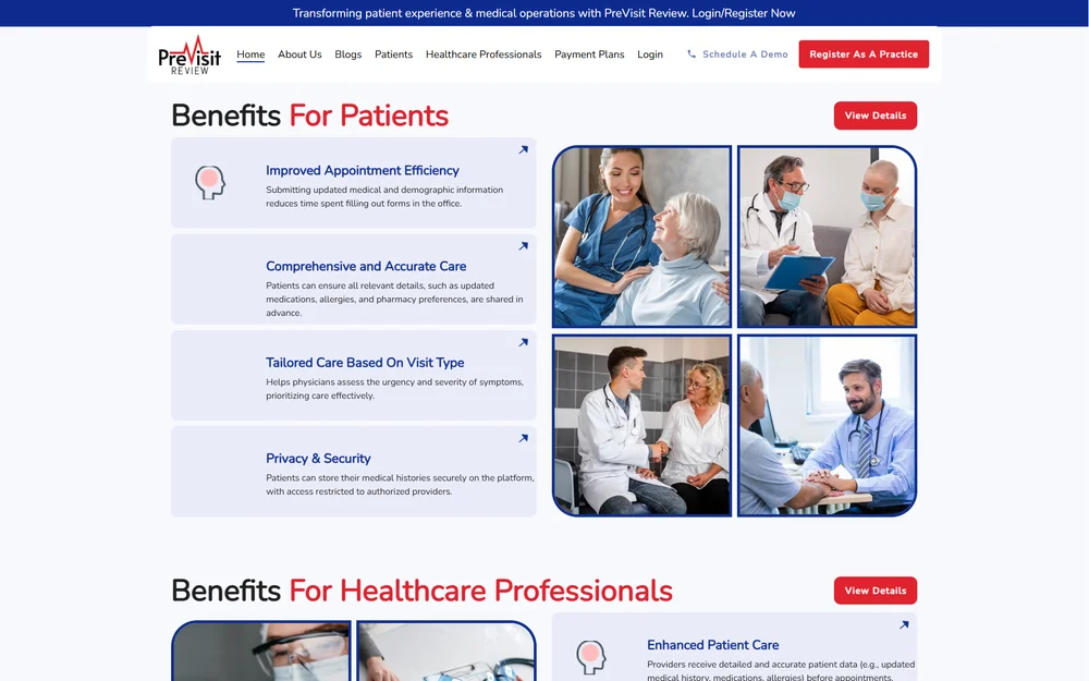 Skærmbillede af PreVisit Review-websitet (previsitreview.com)